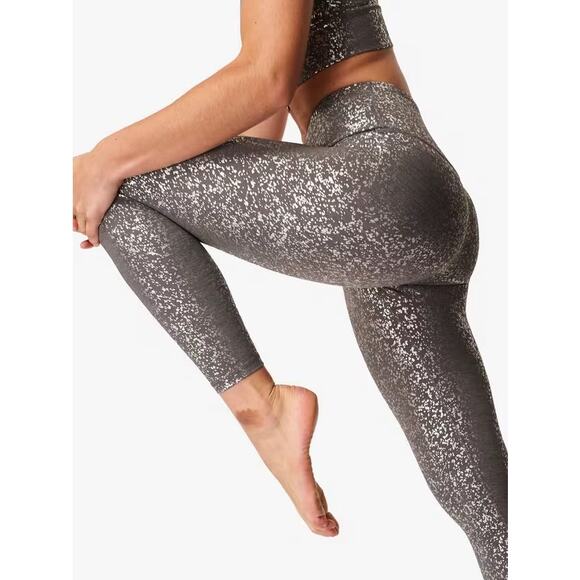 Sweaty Betty Goddess 7/8 Leggings in Grey Foil Size XS Metallic High Waisted Gym - Picture 2 of 16